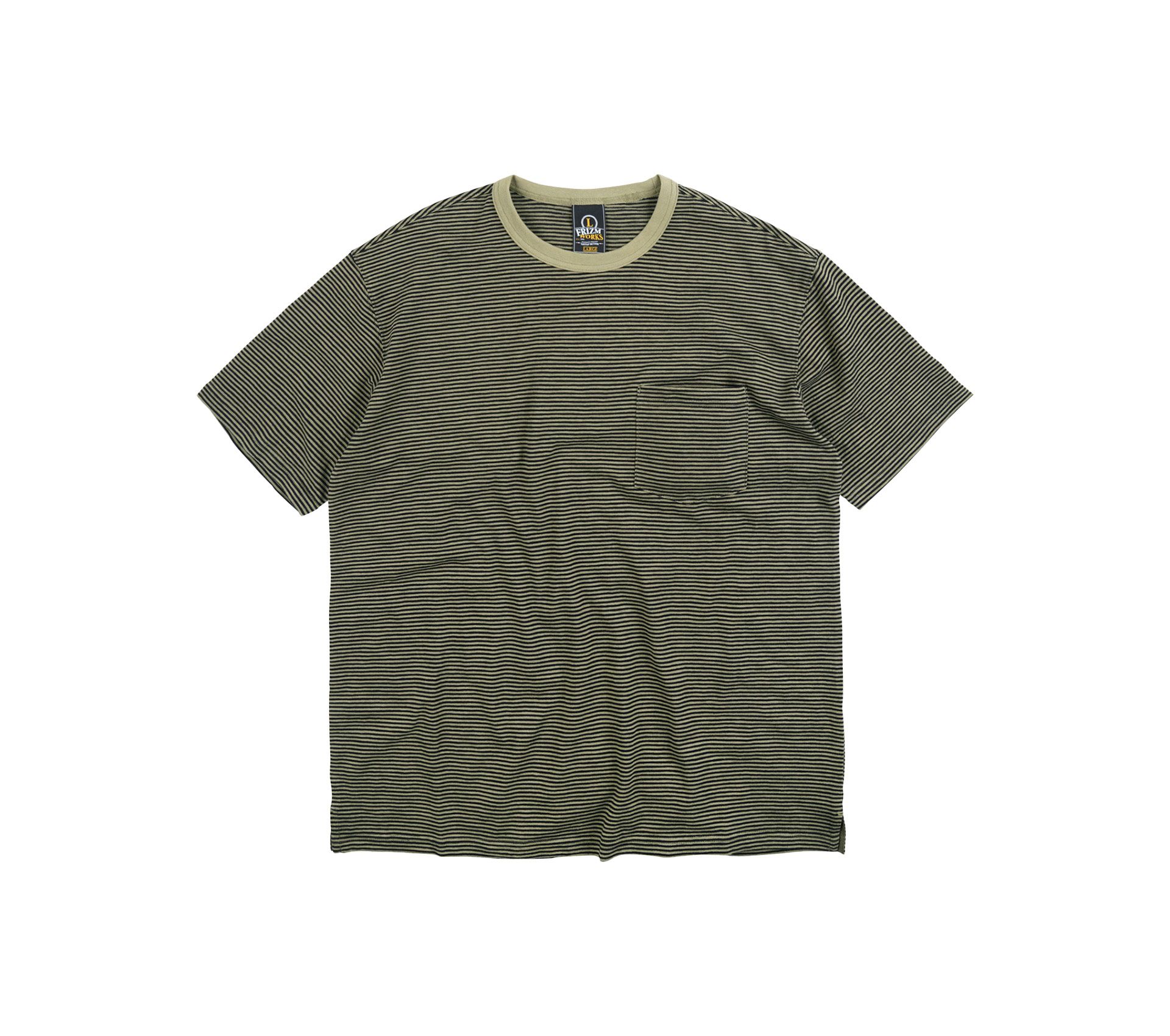 THIN STRIPE HALF TEE OLIVE