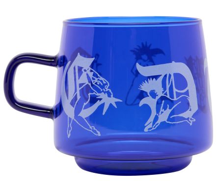 GLASS COFFEE CUP BLUE