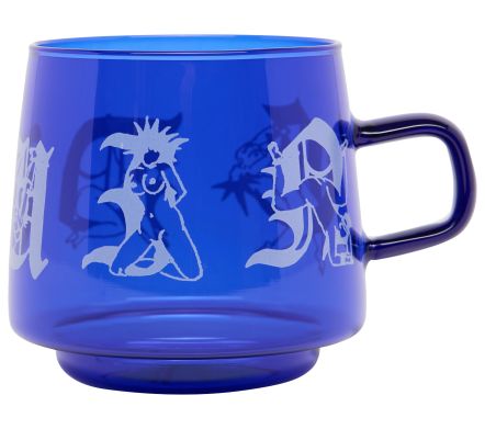 GLASS COFFEE CUP BLUE
