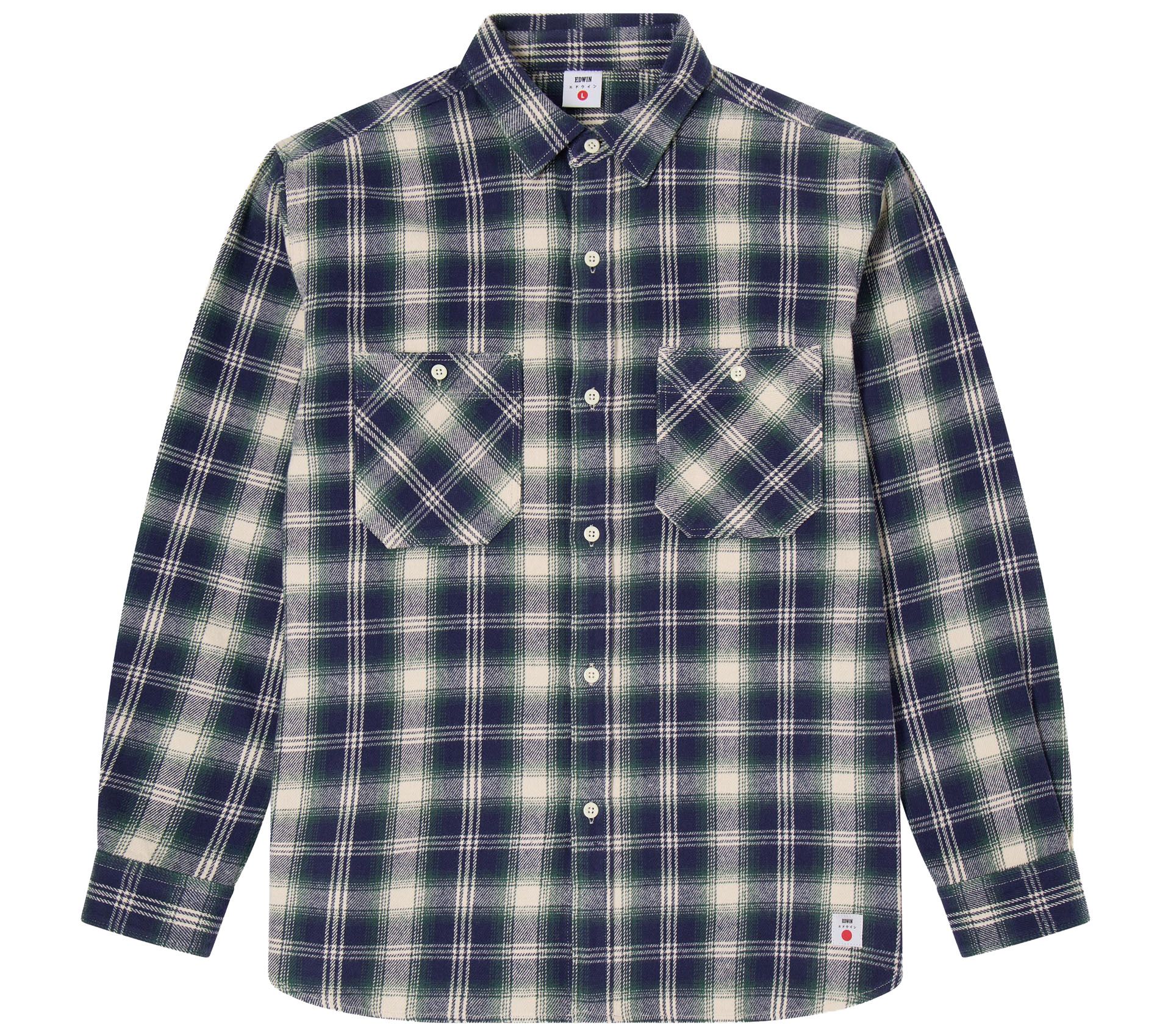 Image #1 of WORK SHIRT LS MADRAS CHECKS NAVY GREEN