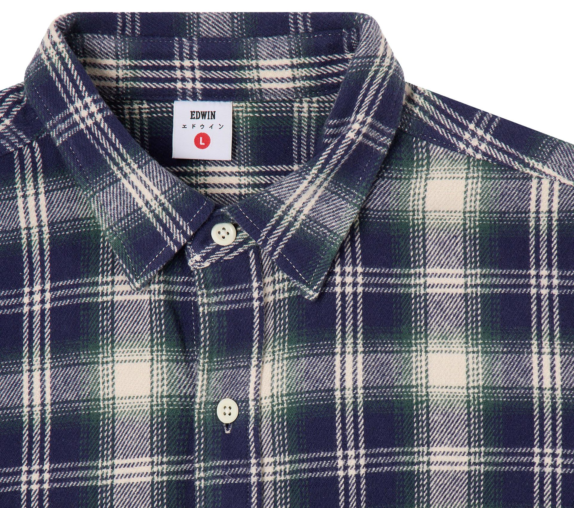 Image #2 of WORK SHIRT LS MADRAS CHECKS NAVY GREEN