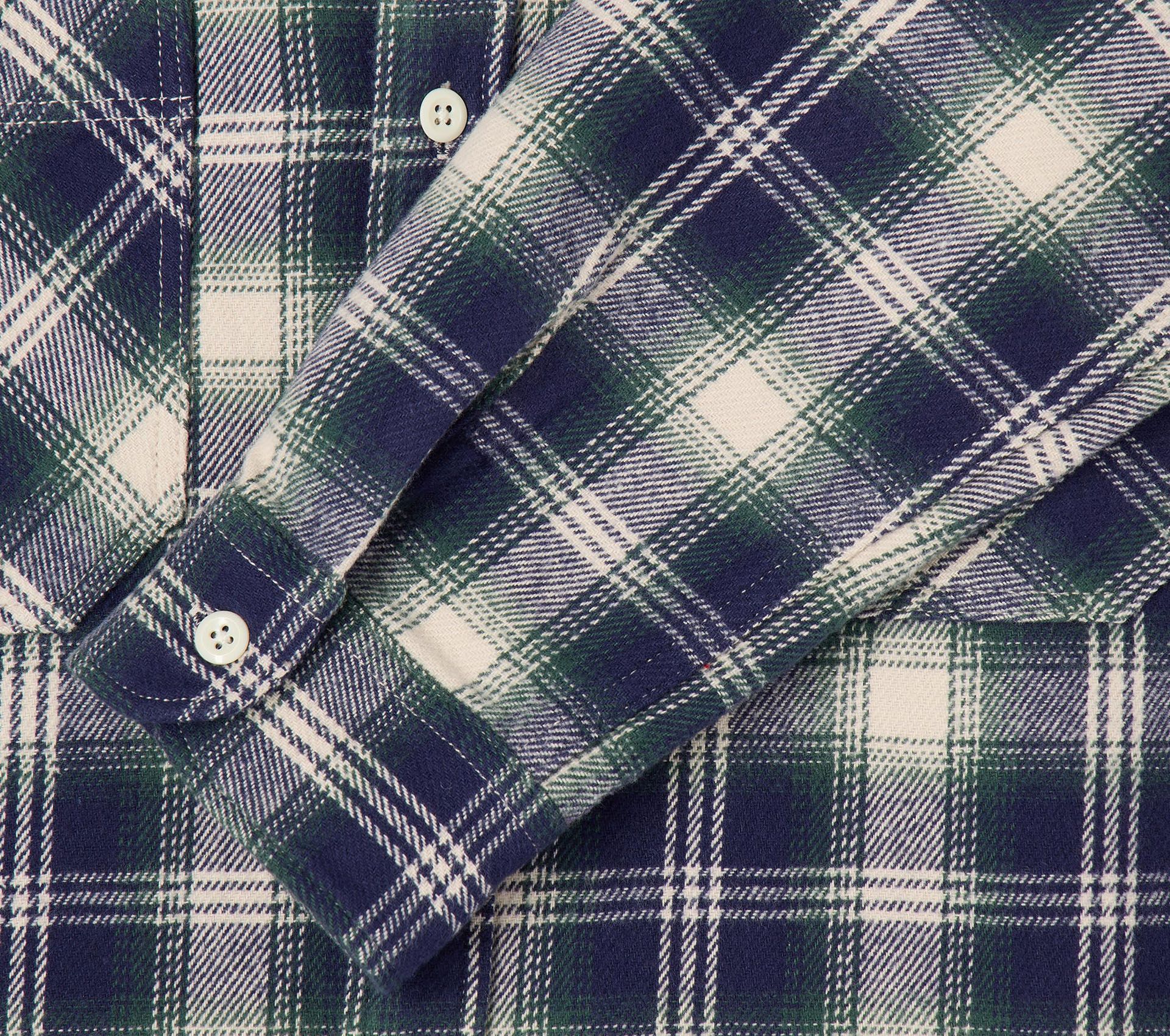 Image #3 of WORK SHIRT LS MADRAS CHECKS NAVY GREEN