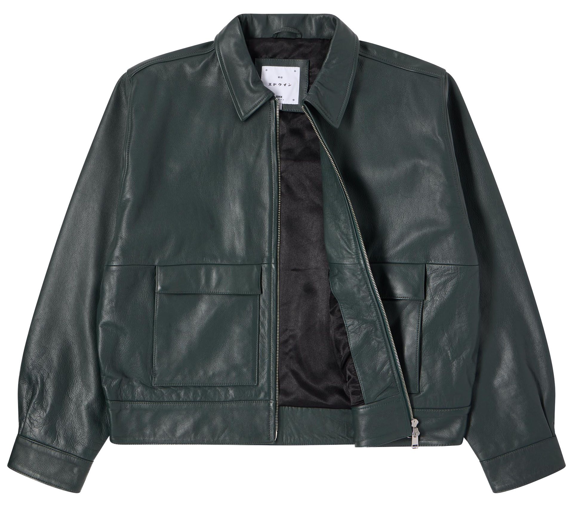 Image #2 of DOGMA JACKET LEATHER DARK GREEN