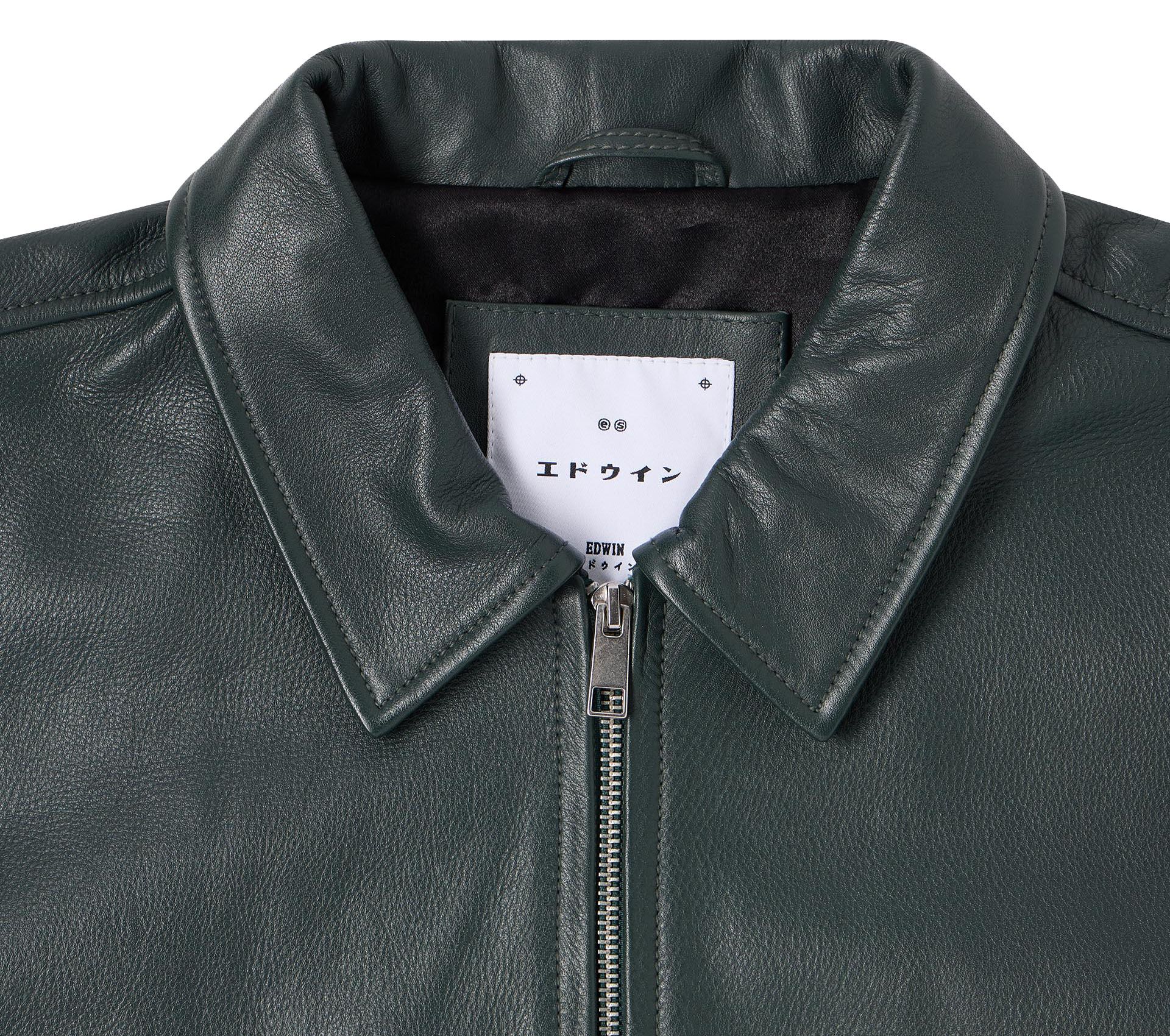 Image #3 of DOGMA JACKET LEATHER DARK GREEN