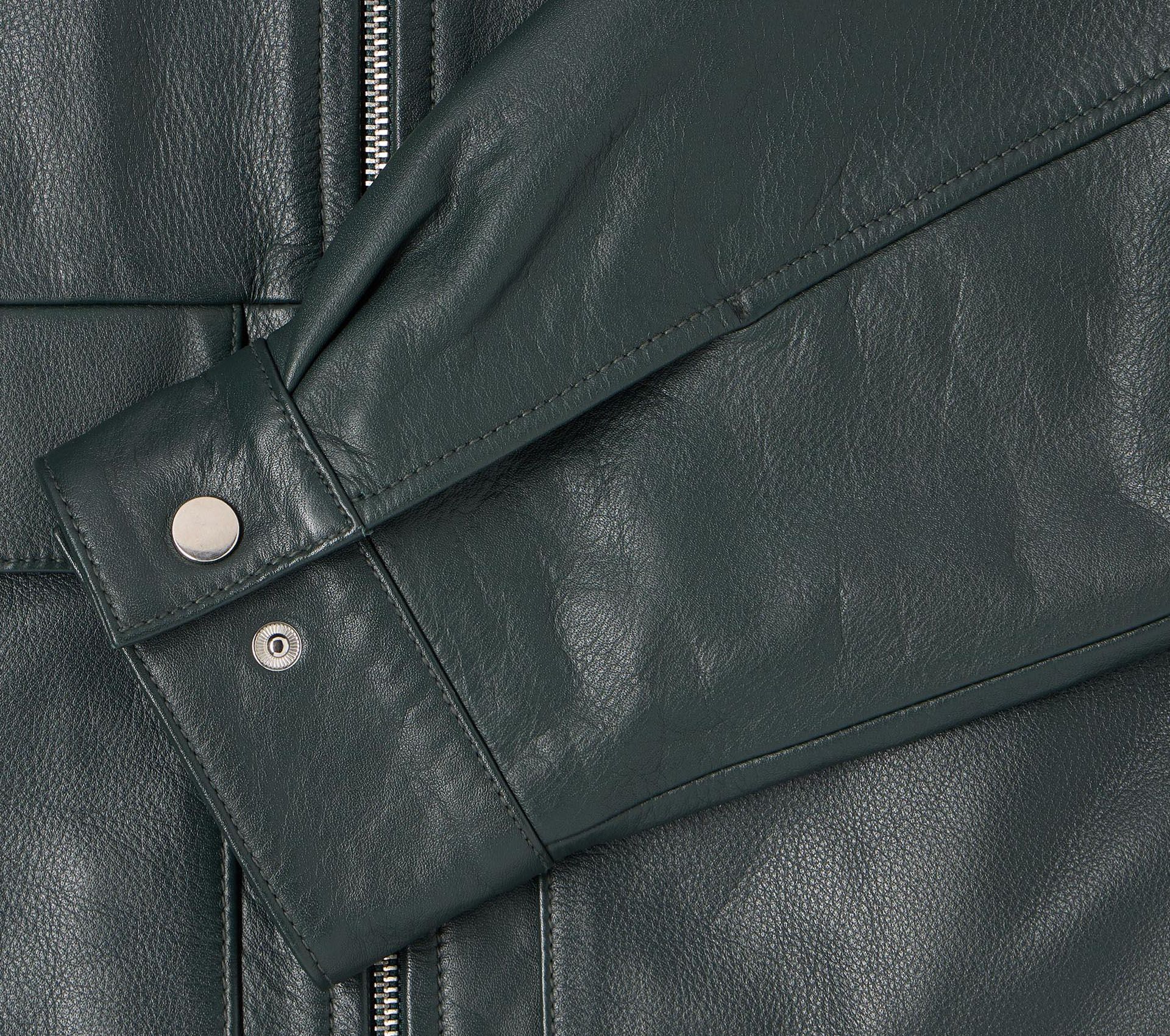 Image #4 of DOGMA JACKET LEATHER DARK GREEN