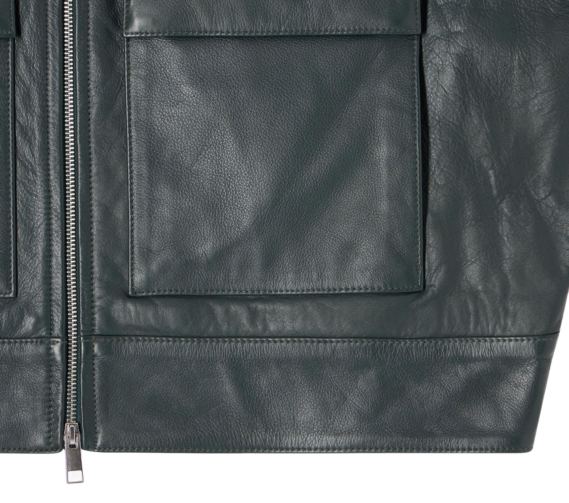 Image #5 of DOGMA JACKET LEATHER DARK GREEN