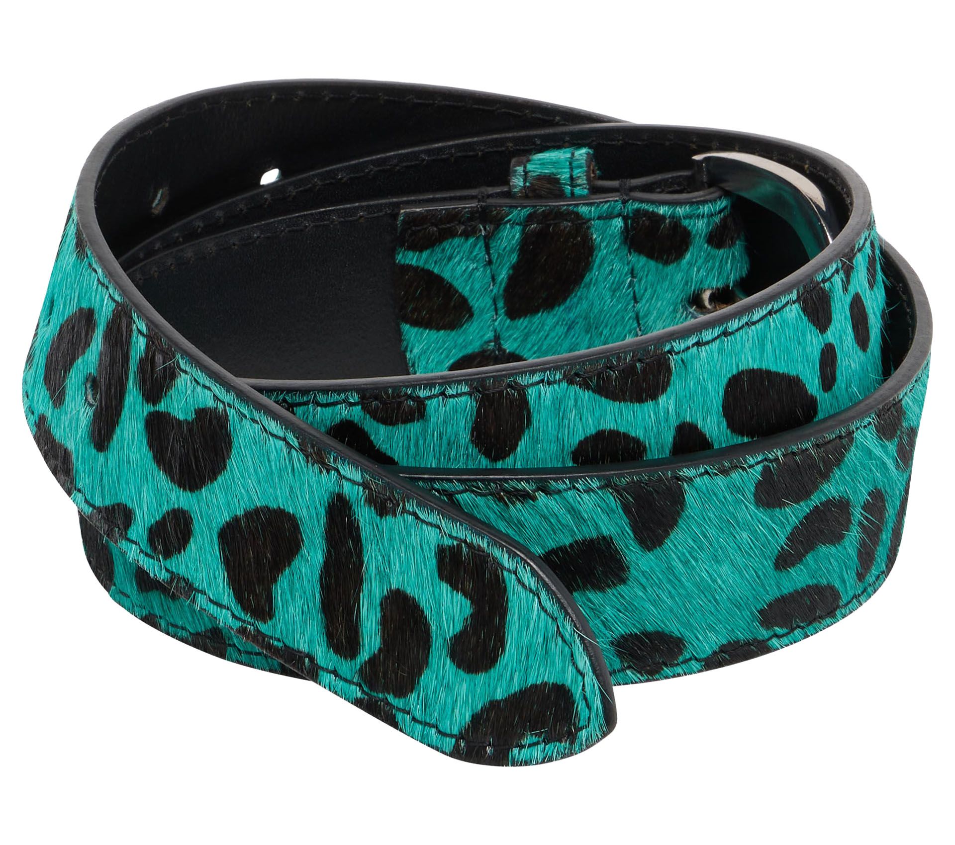 Image #1 of LEOPARD HAIRY BELT BALTIC BLACK