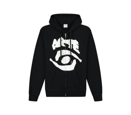 Eye Front Zip Hoodie Black