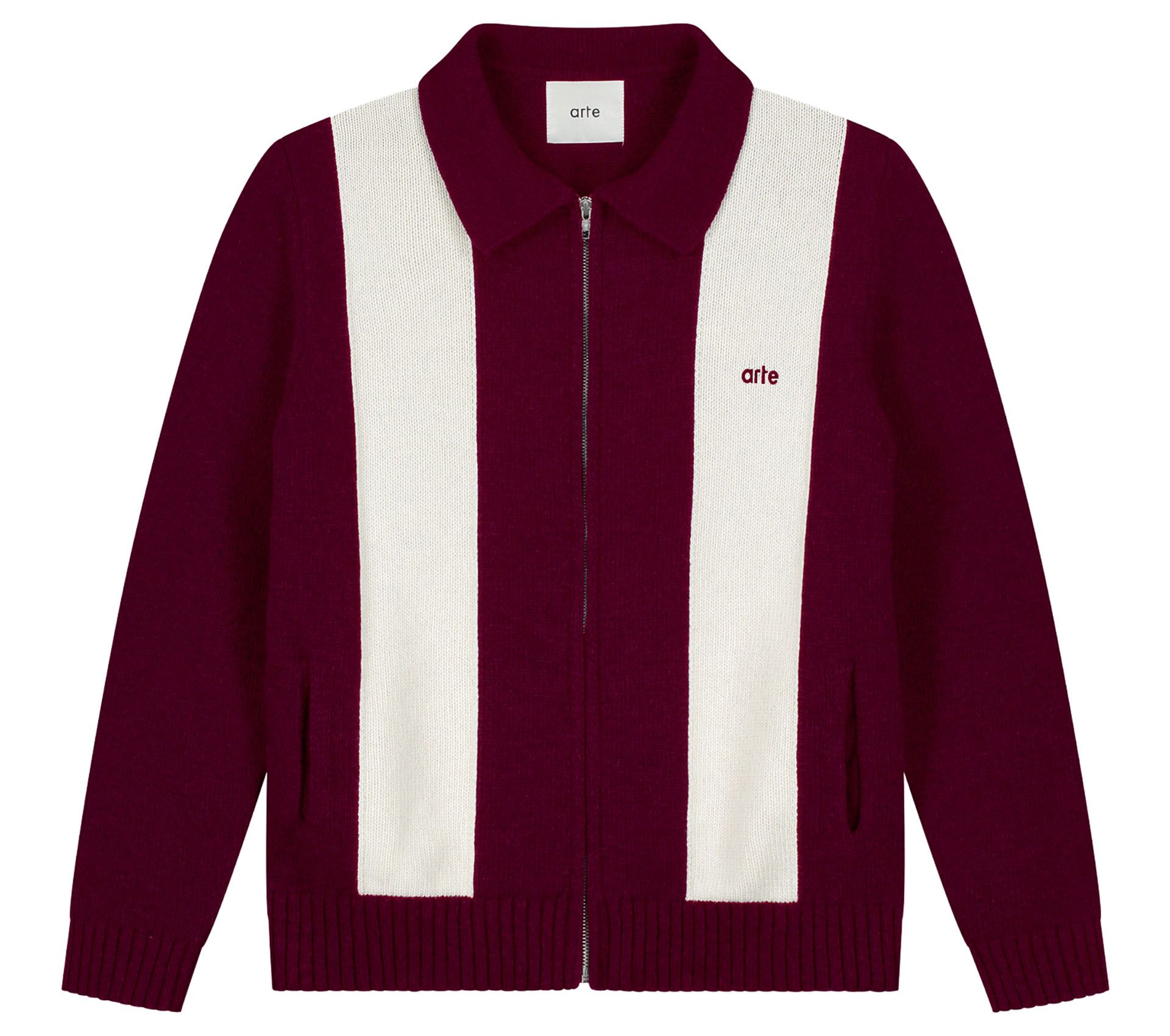 Image #0 of Cardigan Bordeaux / Cream