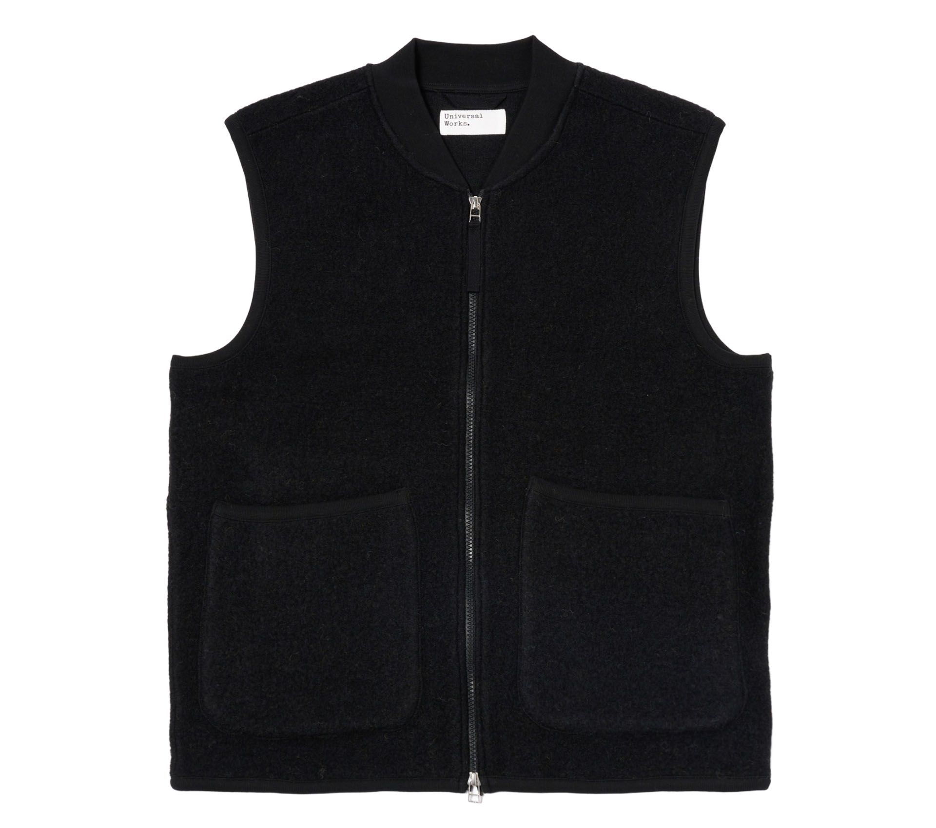 Image #0 of ZIP WAISTCOAT WOOL FLEECE BLACK