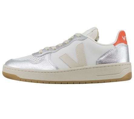 V-10 Prime Leather White Pierre Silver