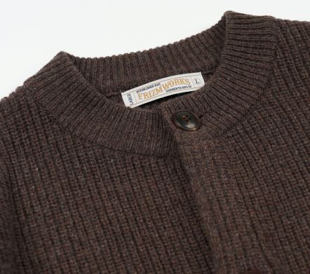 Heavy Wool Round Cardigan Choco Brown