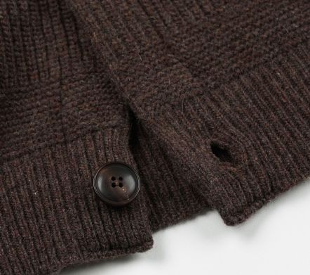 Heavy Wool Round Cardigan Choco Brown