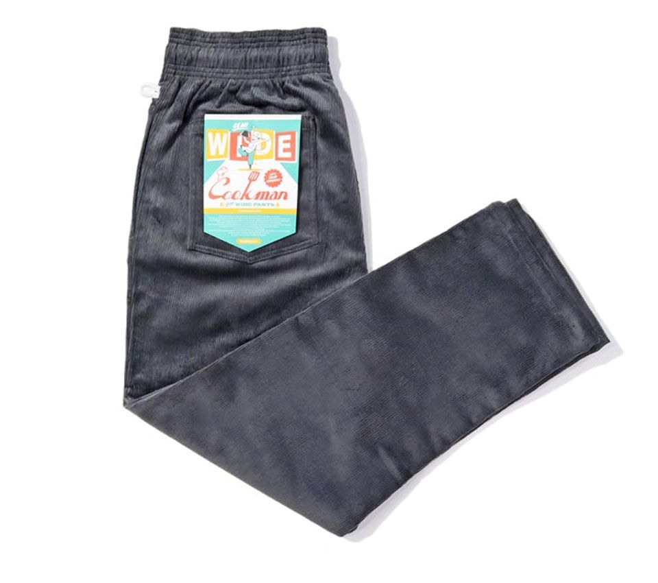 Image #0 of Semi-Wide Pants Corduroy Charcoal