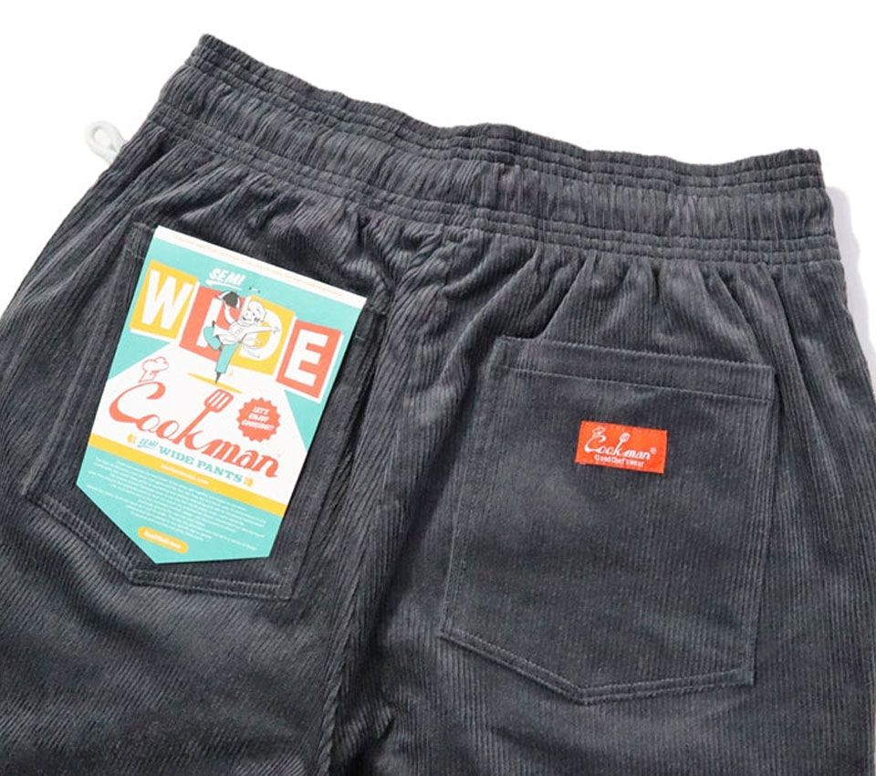 Image #3 of Semi-Wide Pants Corduroy Charcoal