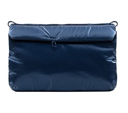 Flat Sacoche Small Marine Blue Metallic Puffer