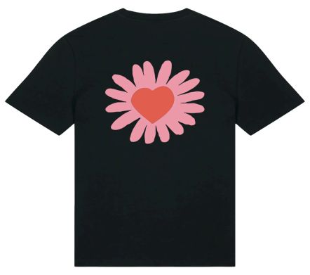 Image #0 of PINK HEART FLOWER TEE BLACK