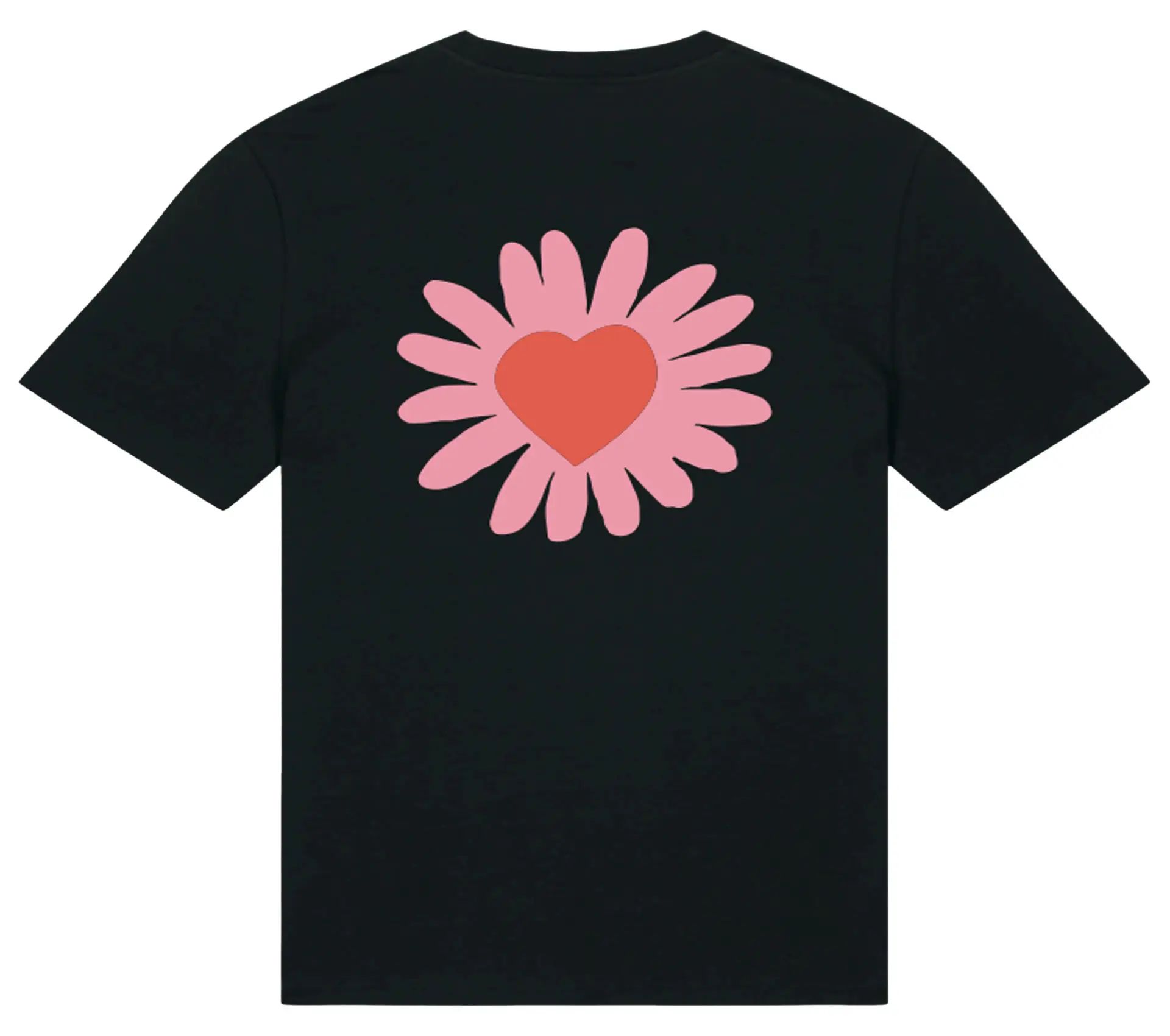 Image #0 of PINK HEART FLOWER TEE BLACK