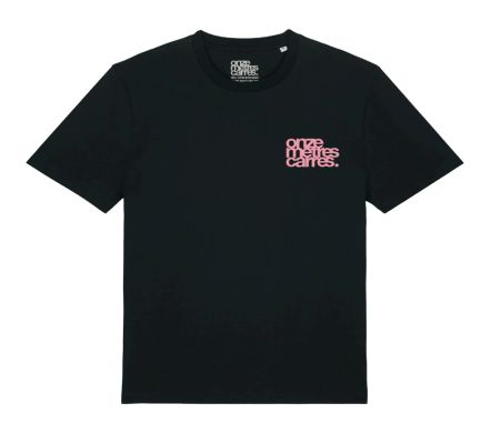 Pink Heart Flower Tee Black
