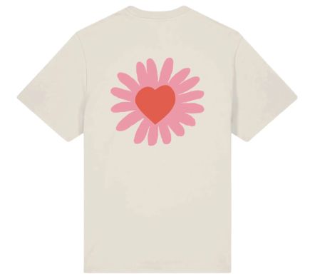 Image #1 of Pink Heart Flower Tee Off White