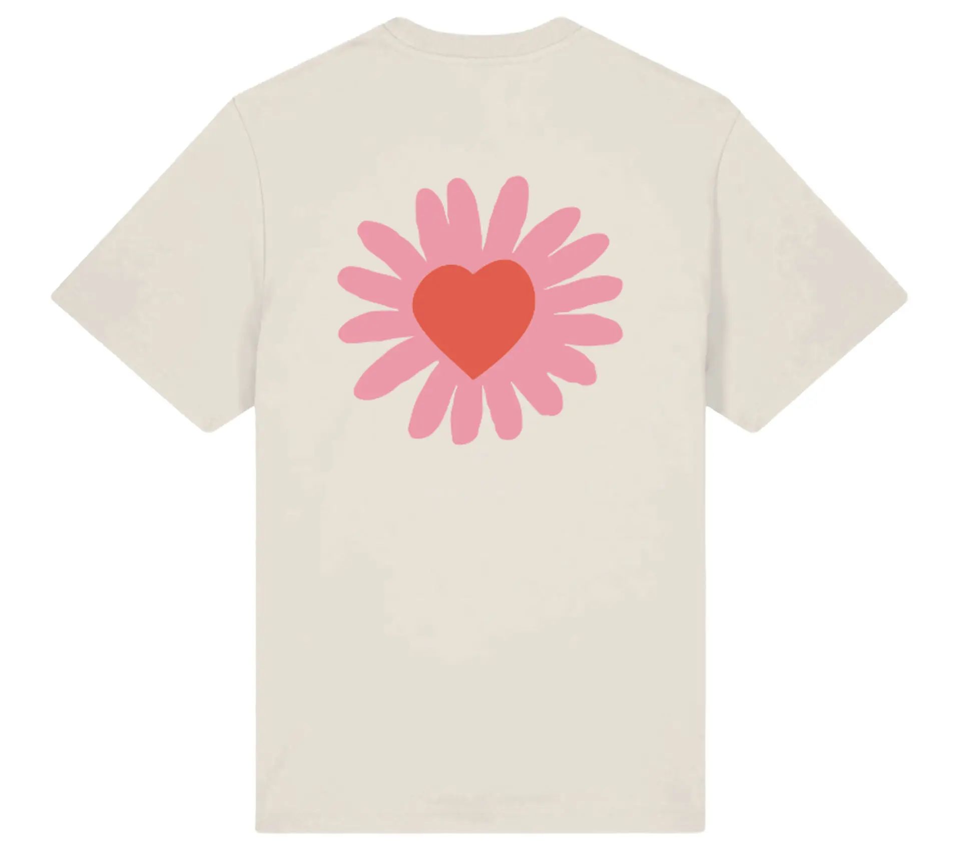 Image #1 of Pink Heart Flower Tee Off White