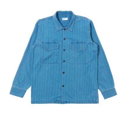Attendant Shirt Herringbone Recycled Washed Indigo