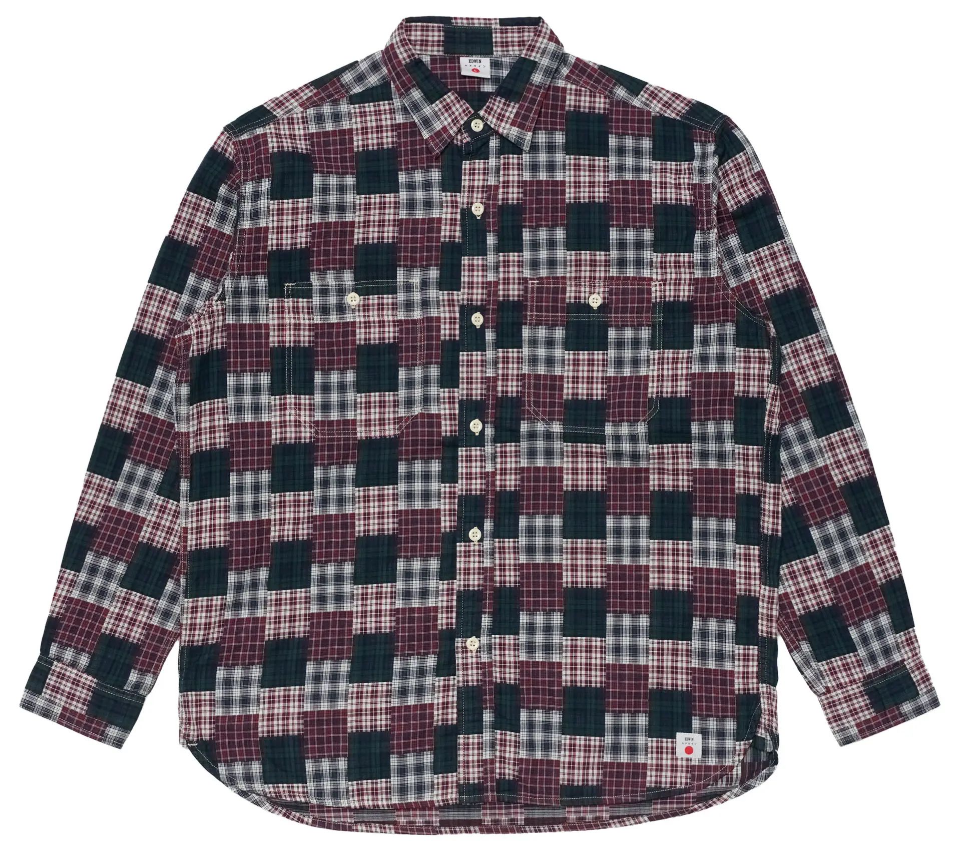 Image #0 of Work LS Shirt Green / Red