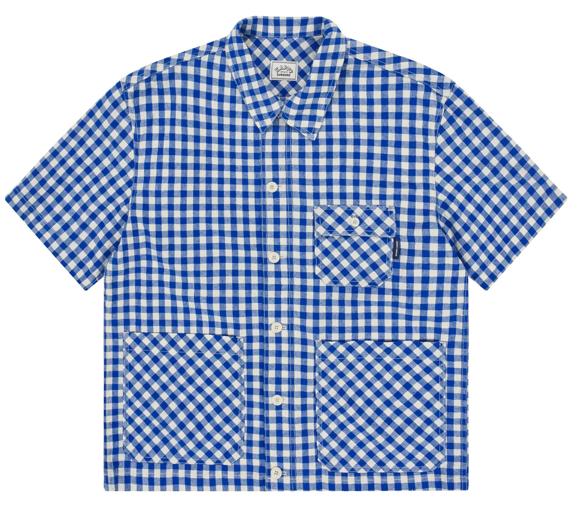Image #0 of Gingham Check Linen Half Jacket Blue