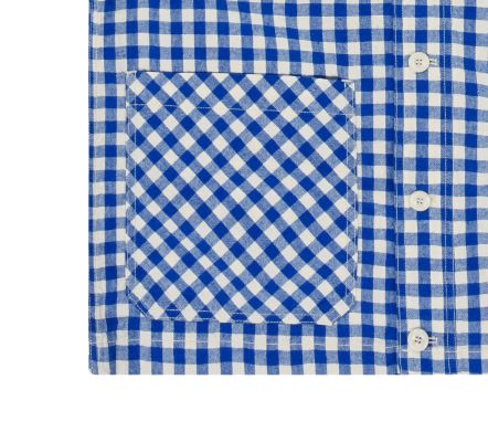 Gingham Check Linen Half Jacket Blue