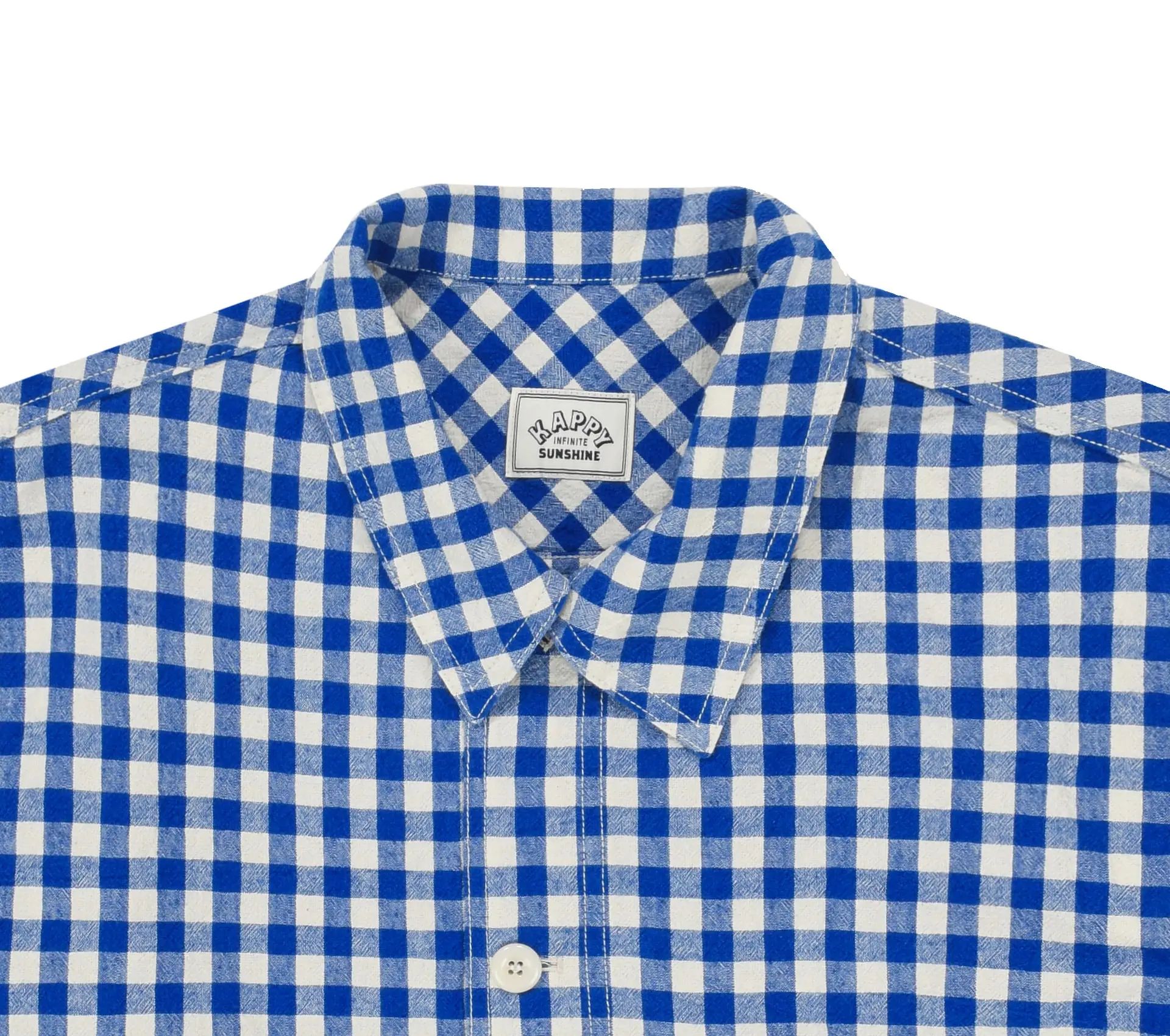 Image #2 of Gingham Check Linen Half Jacket Blue