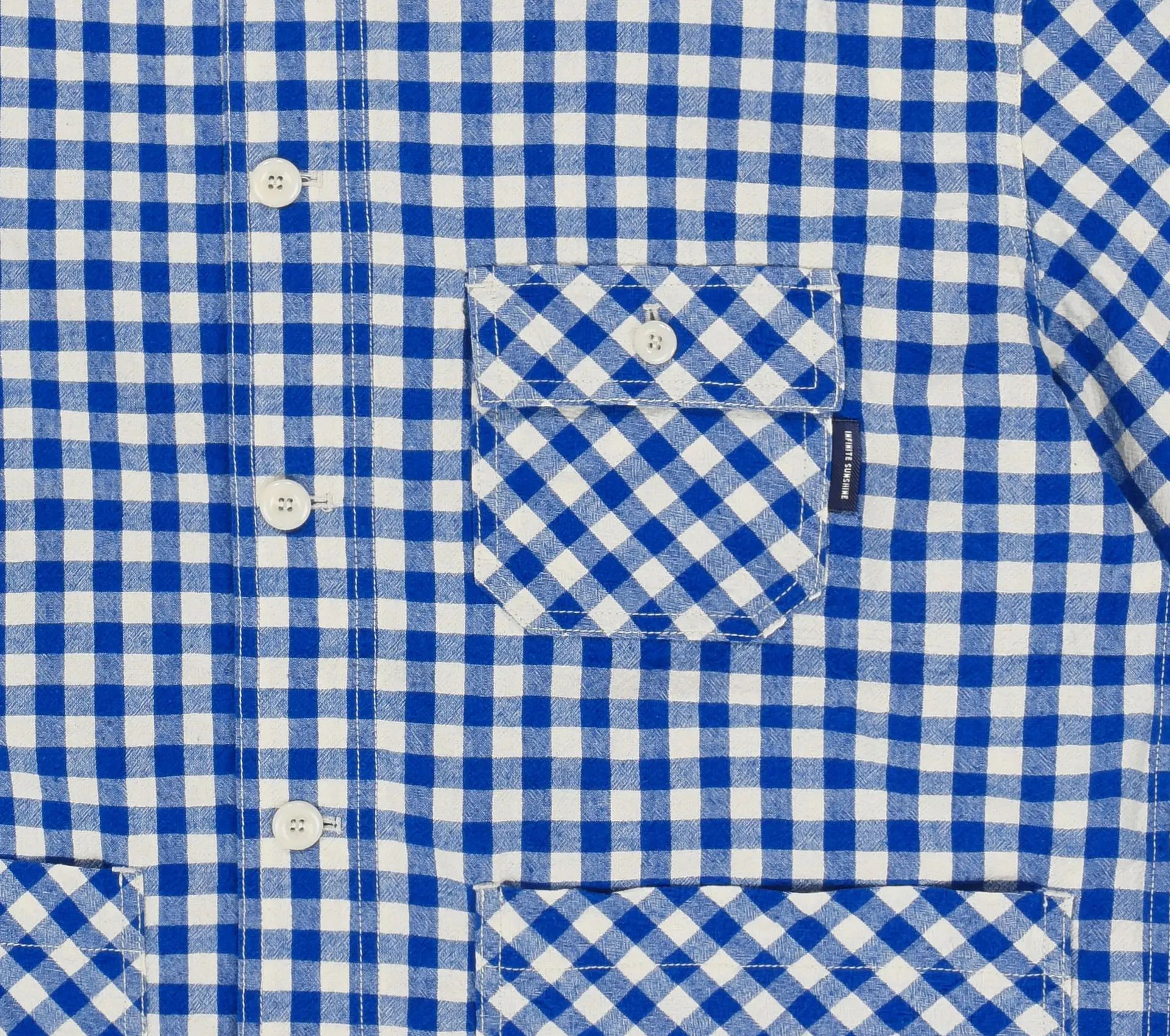 Image #3 of Gingham Check Linen Half Jacket Blue