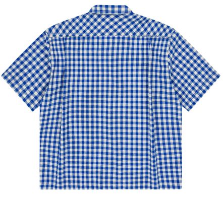 Gingham Check Linen Half Jacket Blue