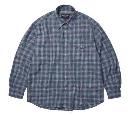 Uneven Check Shirt Blue