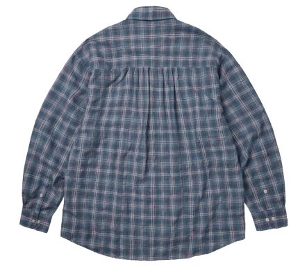 Uneven Check Shirt Blue