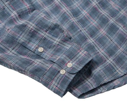 Uneven Check Shirt Blue