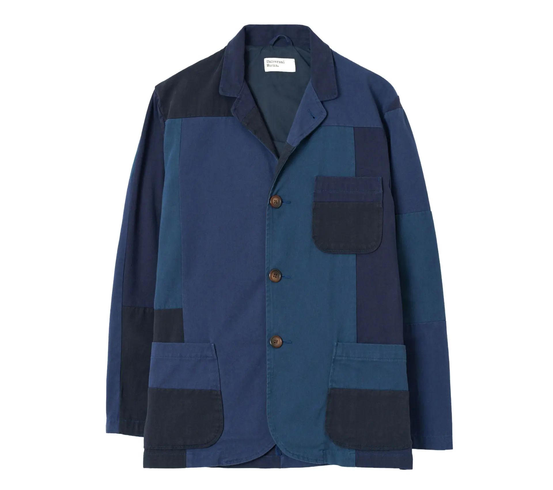 Three Button Jacket Patchwork Twill Navy