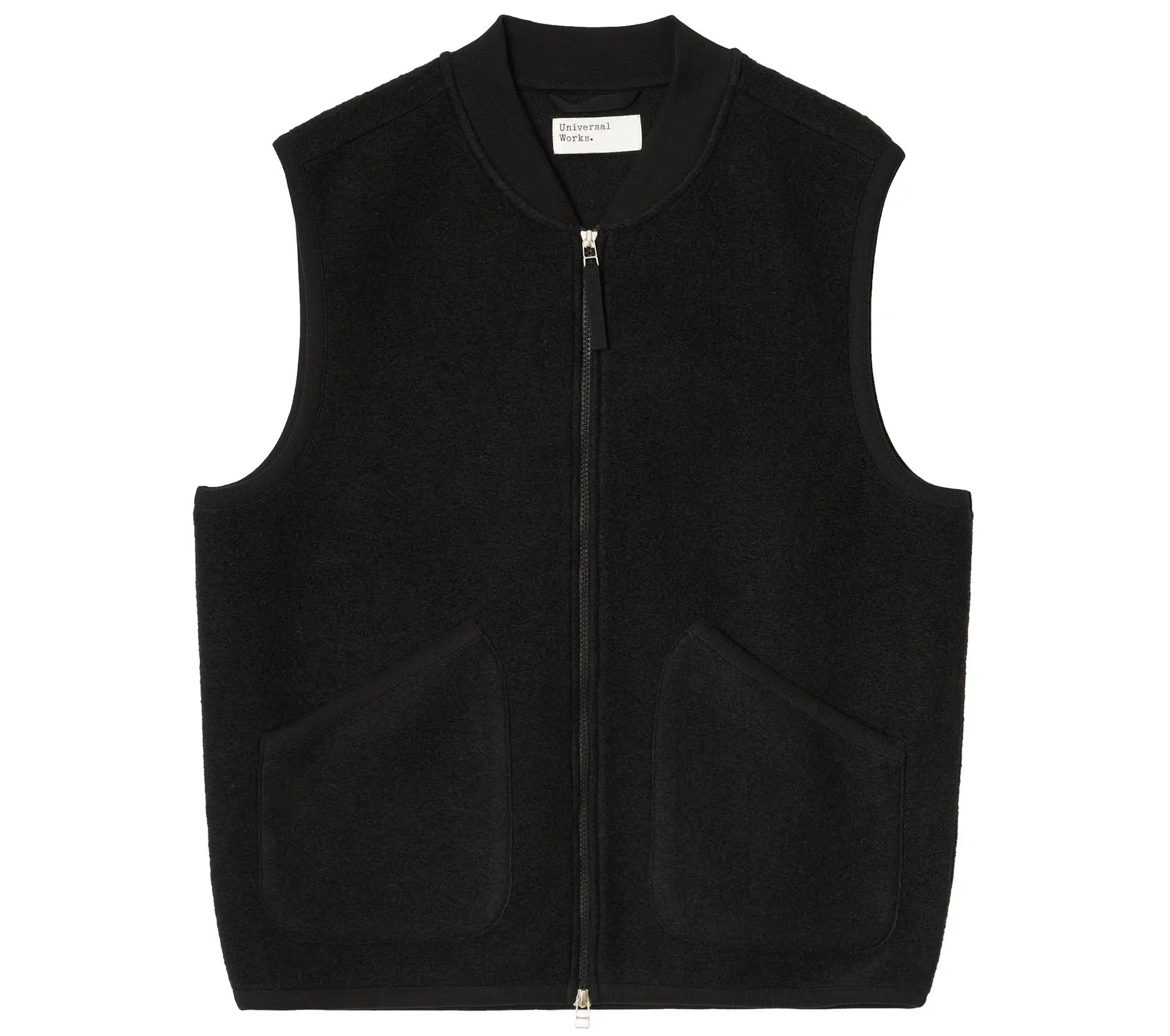 Zip Waistcoat Wool Fleece Black