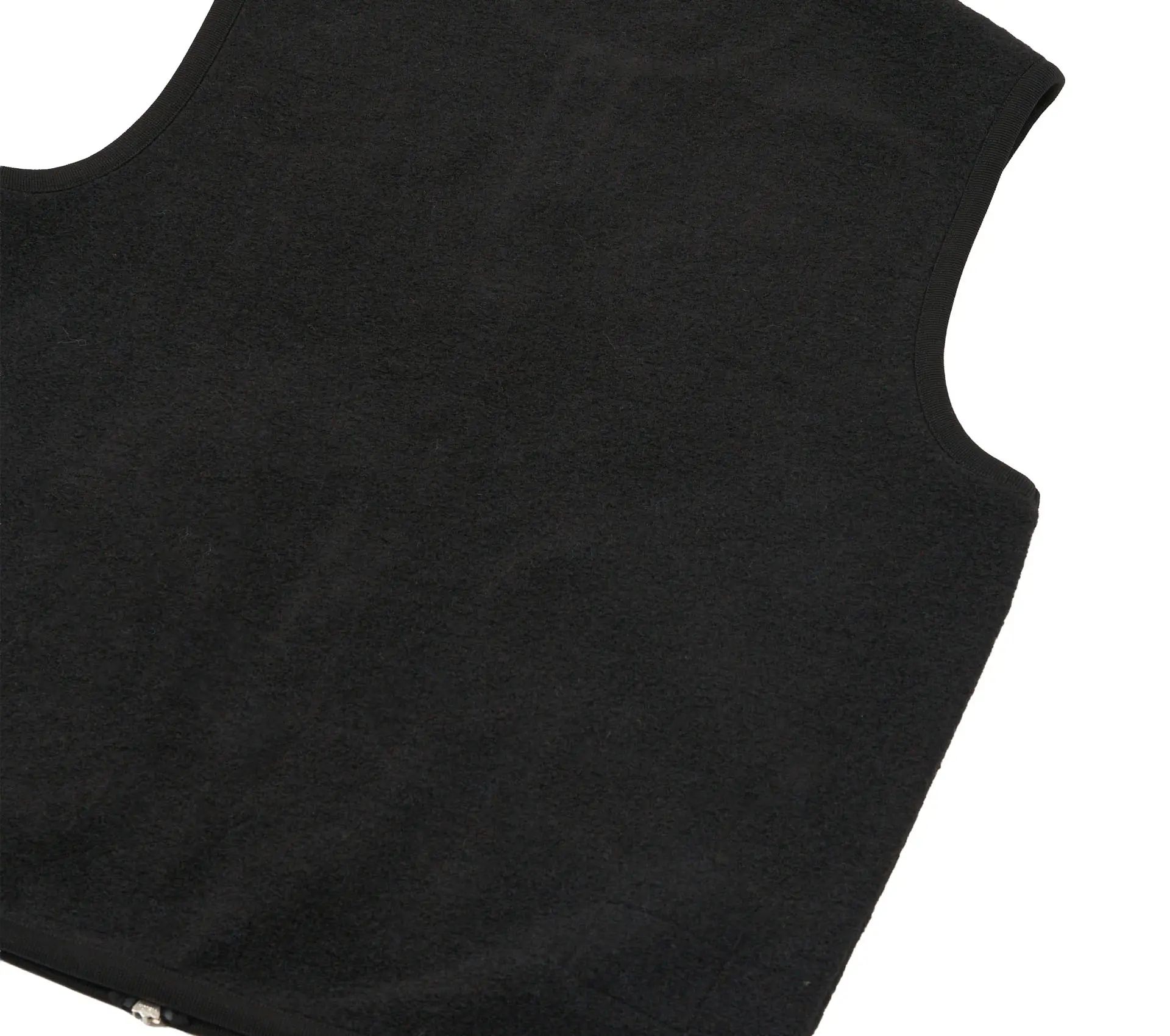 ZIP WAISTCOAT WOOL FLEECE BLACK