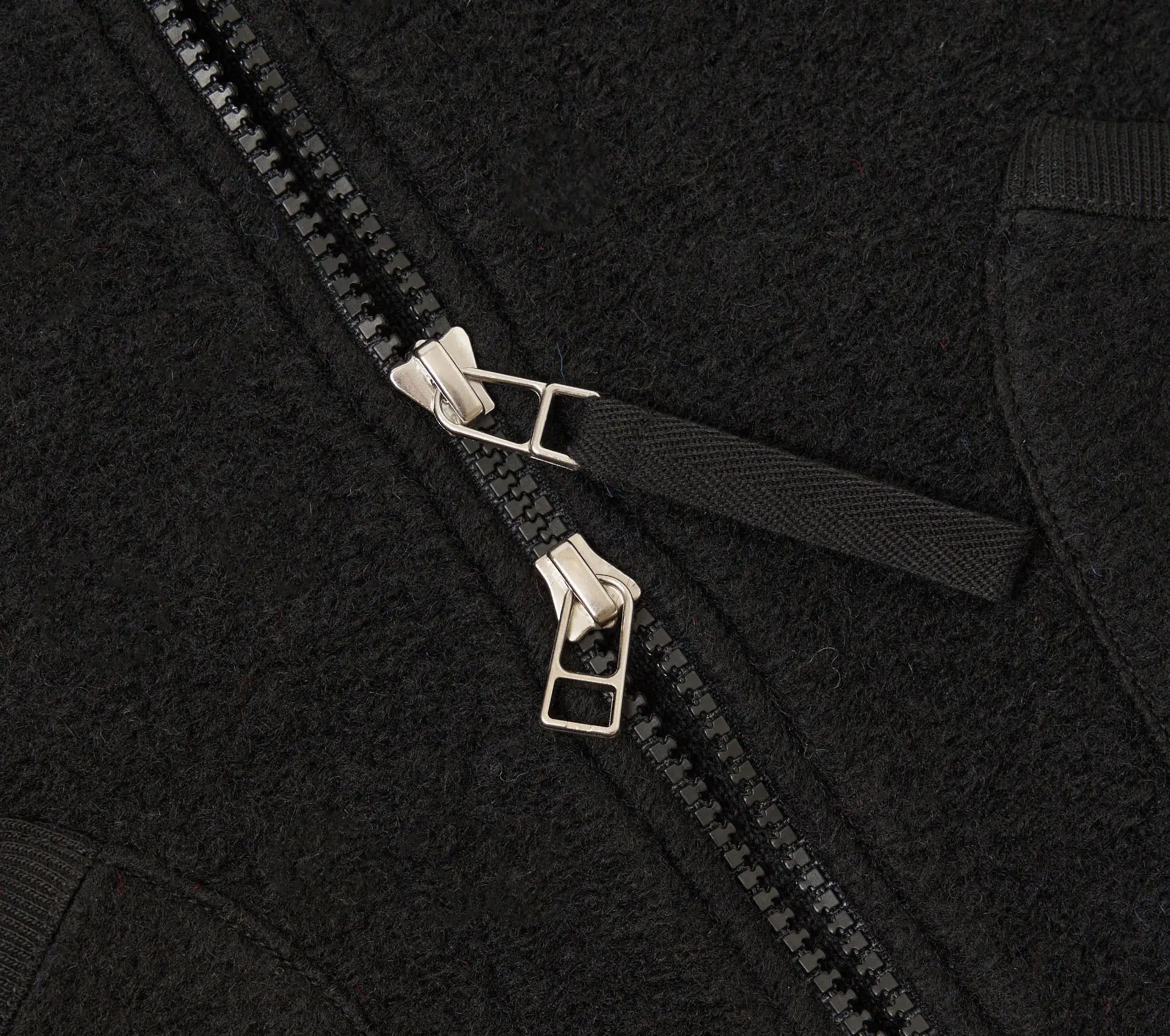 Zip Waistcoat Wool Fleece Black