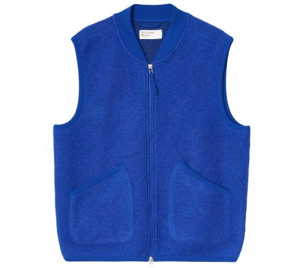 Zip Waistcoat Wool Fleece Blue