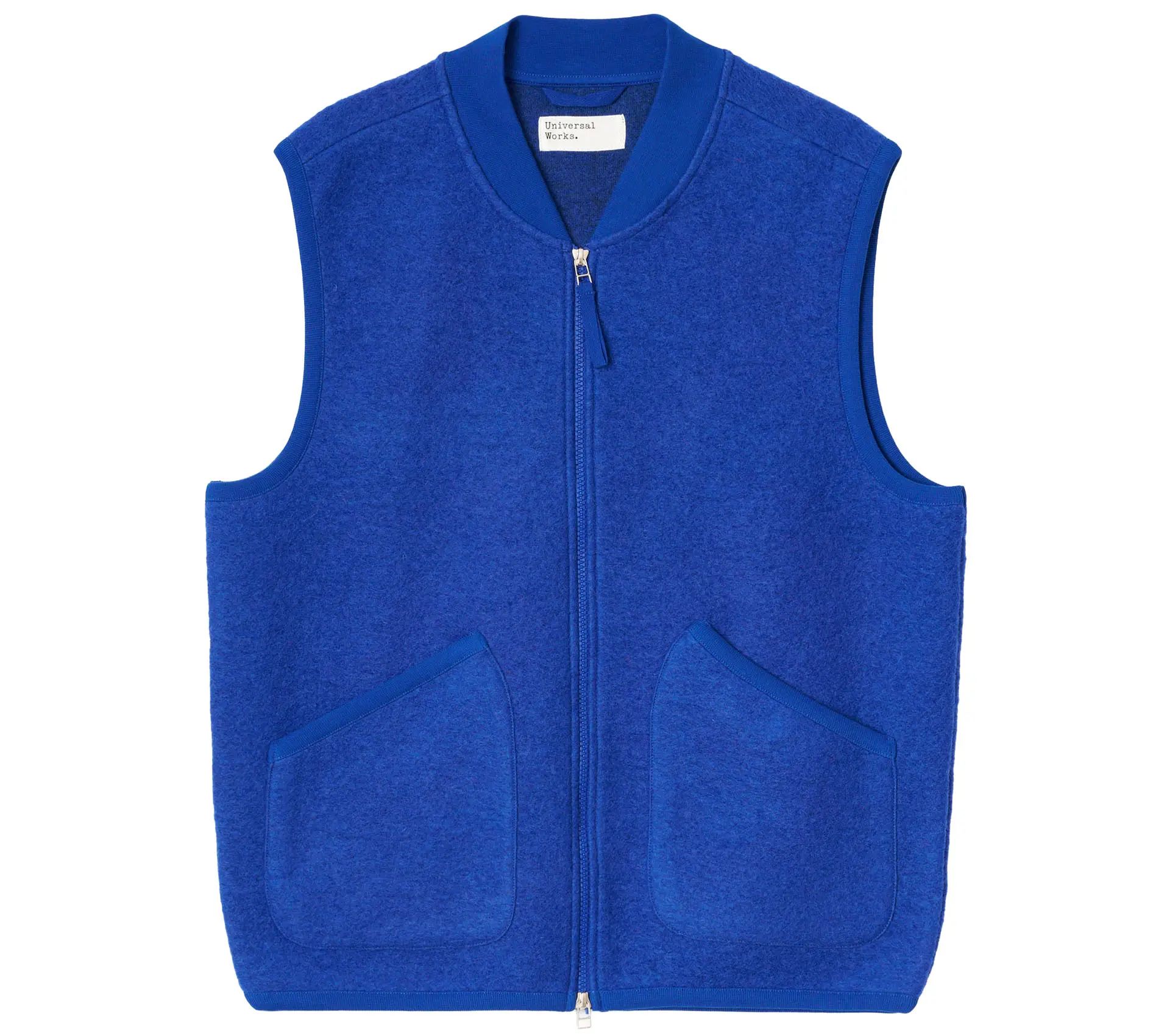 Zip Waistcoat Wool Fleece Blue