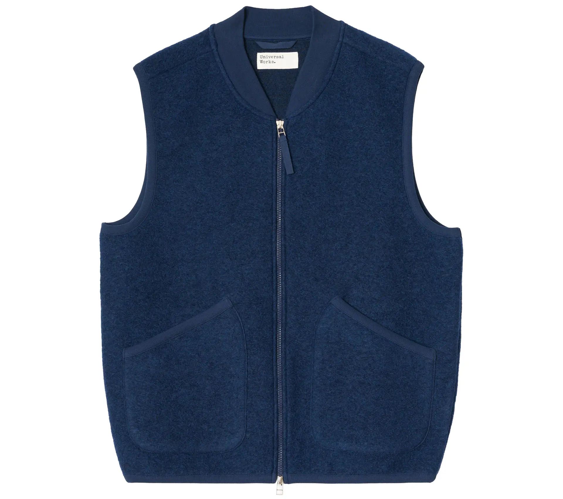 Zip Waistcoat Wool Fleece Indigo