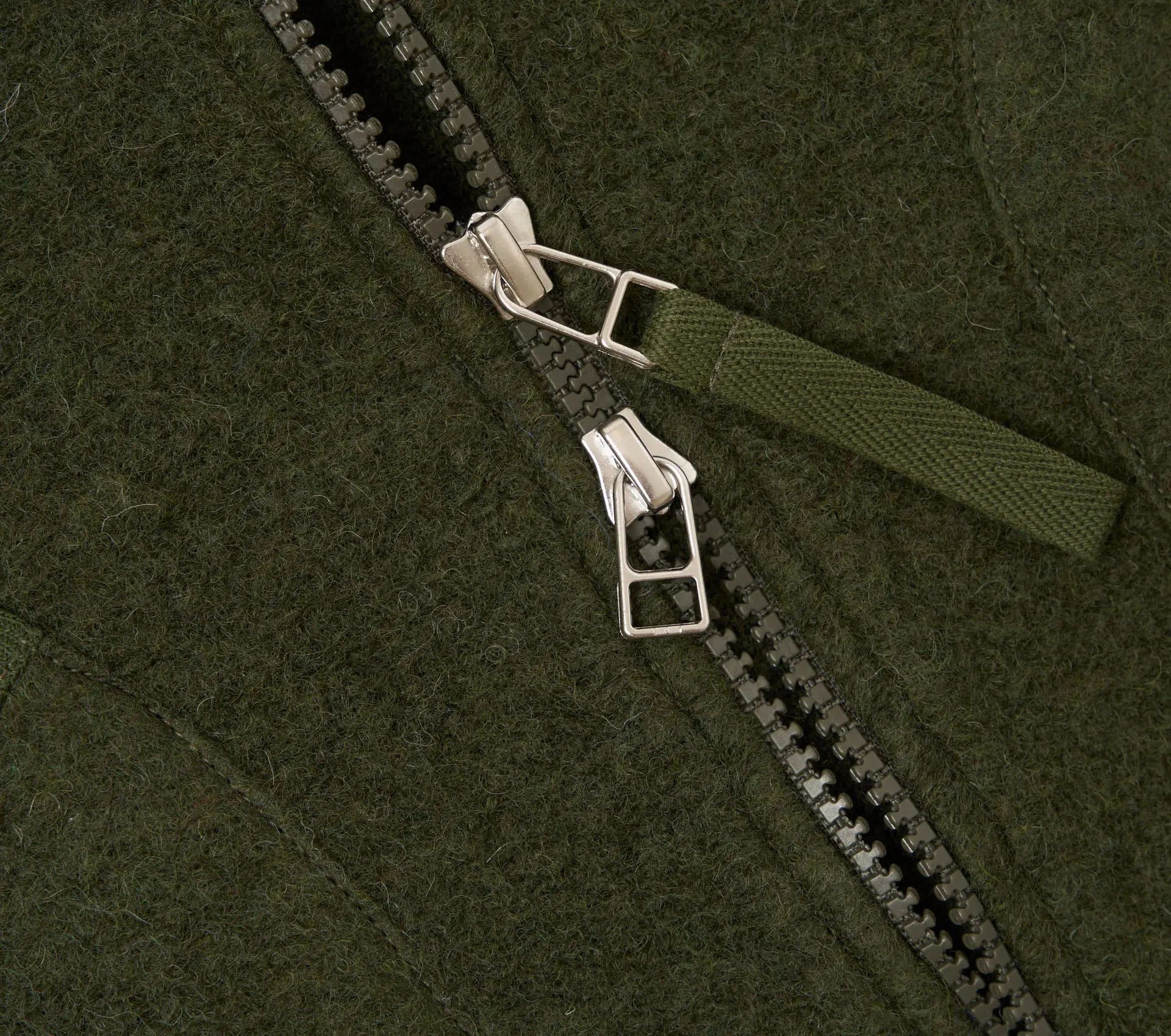 Zip Waistcoat Wool Fleece Olive