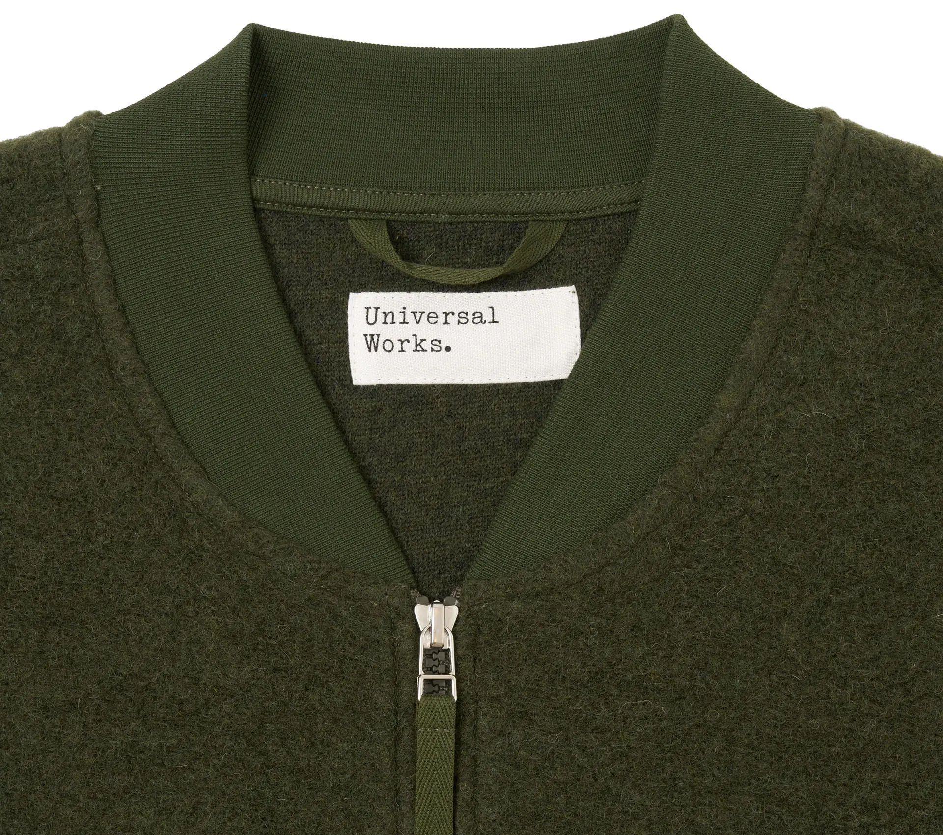 Zip Waistcoat Wool Fleece Olive