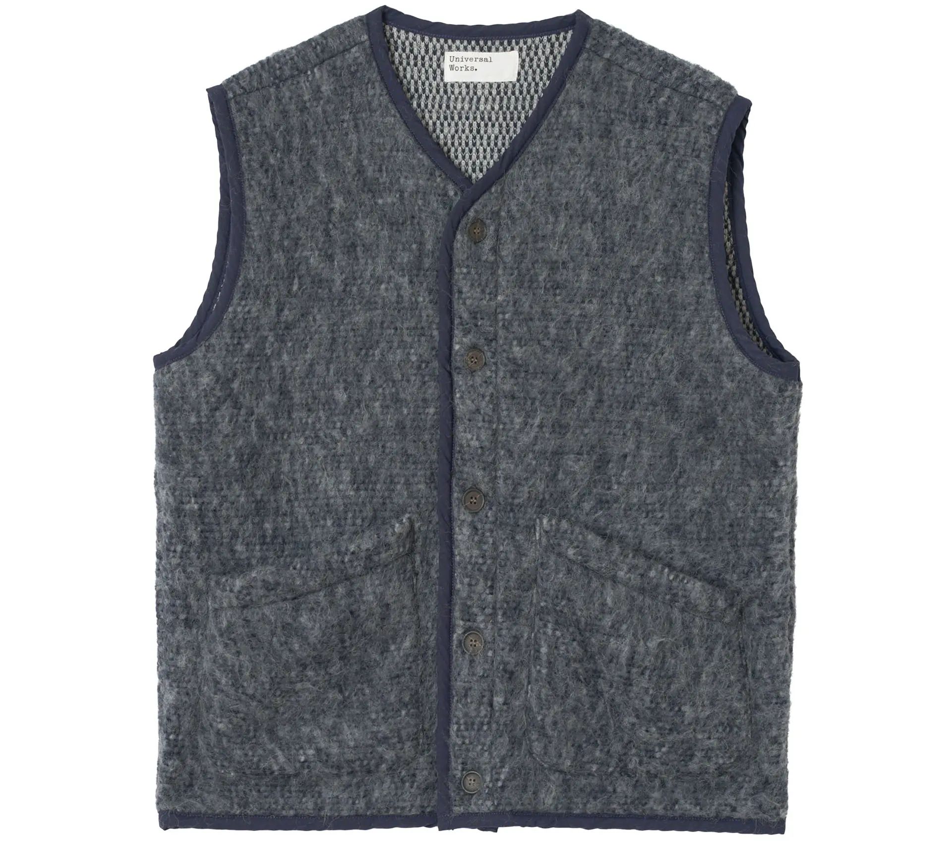 Lancaster Gilet Losso Mohair Mix Navy / Pale Grey