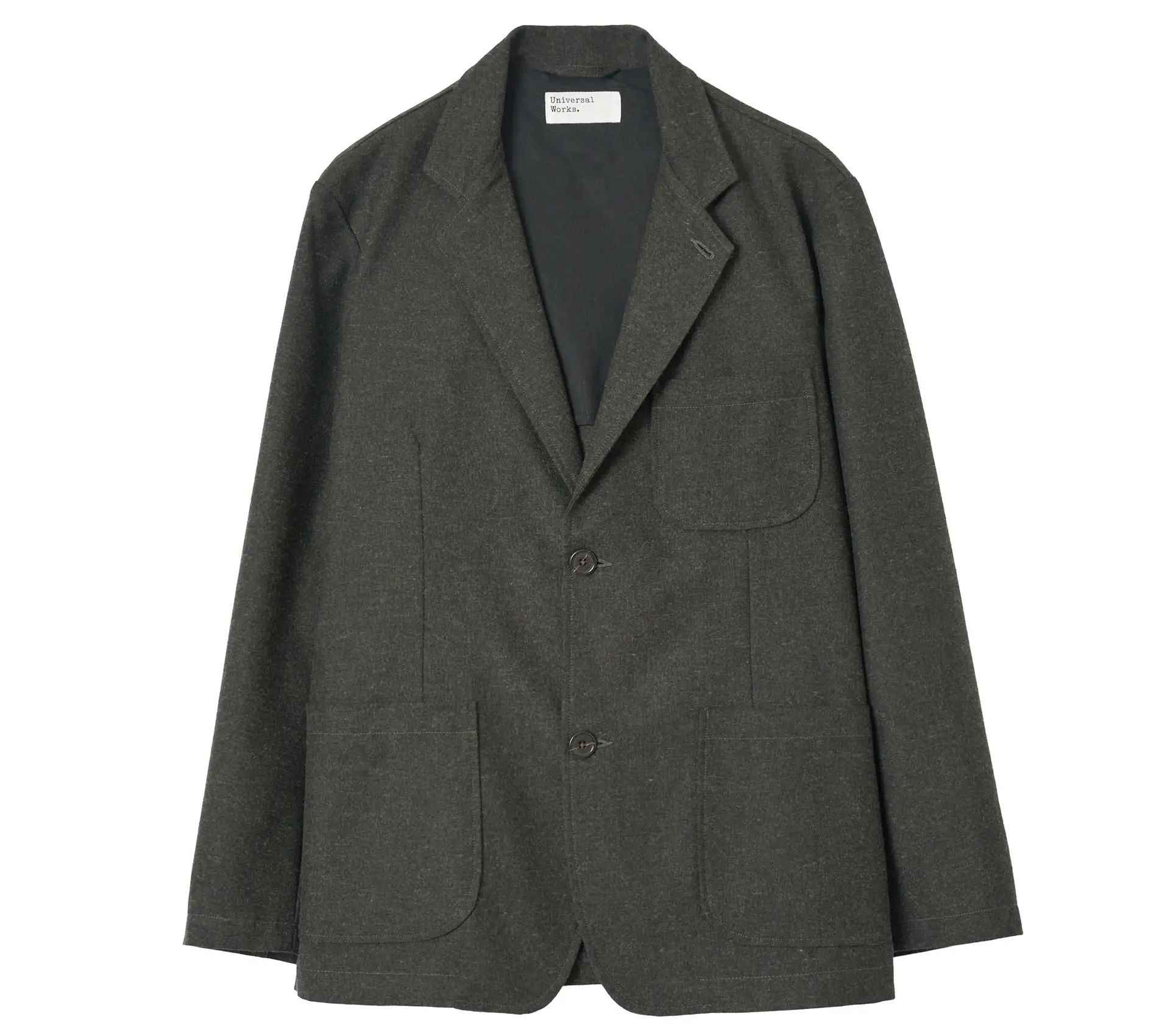 Two Button Jacket Recycled Italian Tweed Olive