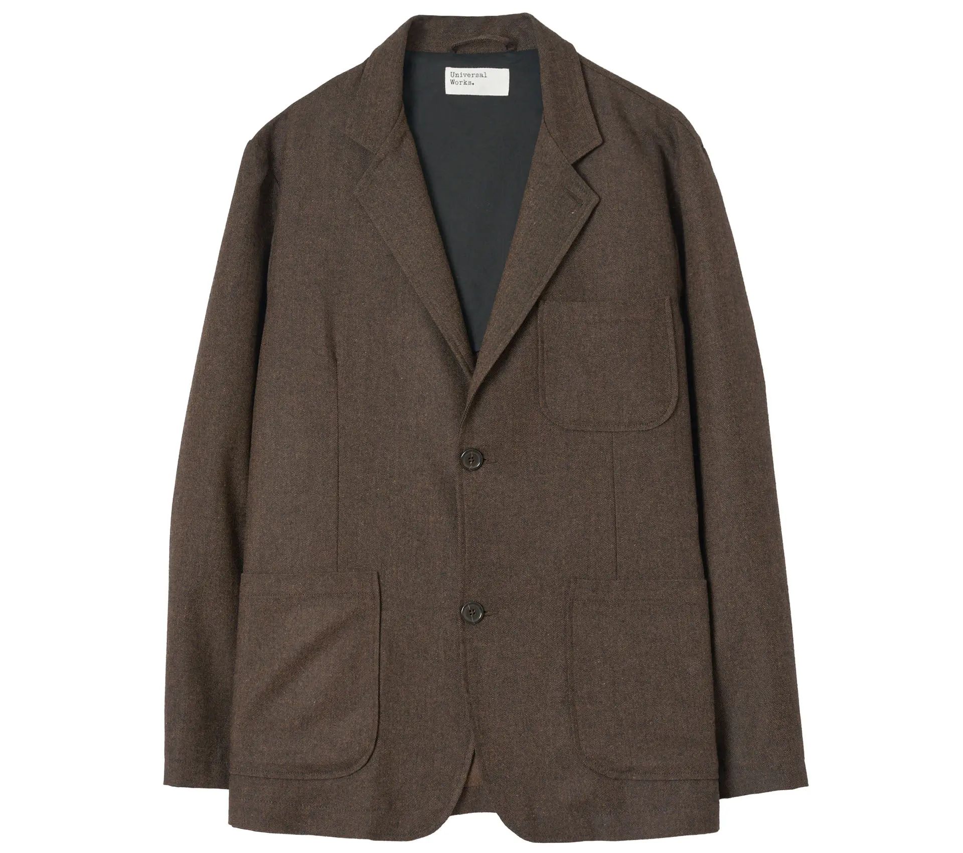 Two Button Jacket Recycled Italian Tweed Brown