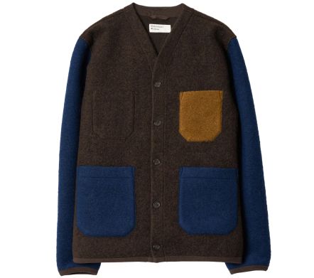Image #0 of Cardigan Wool Fleece Brown / Indigo