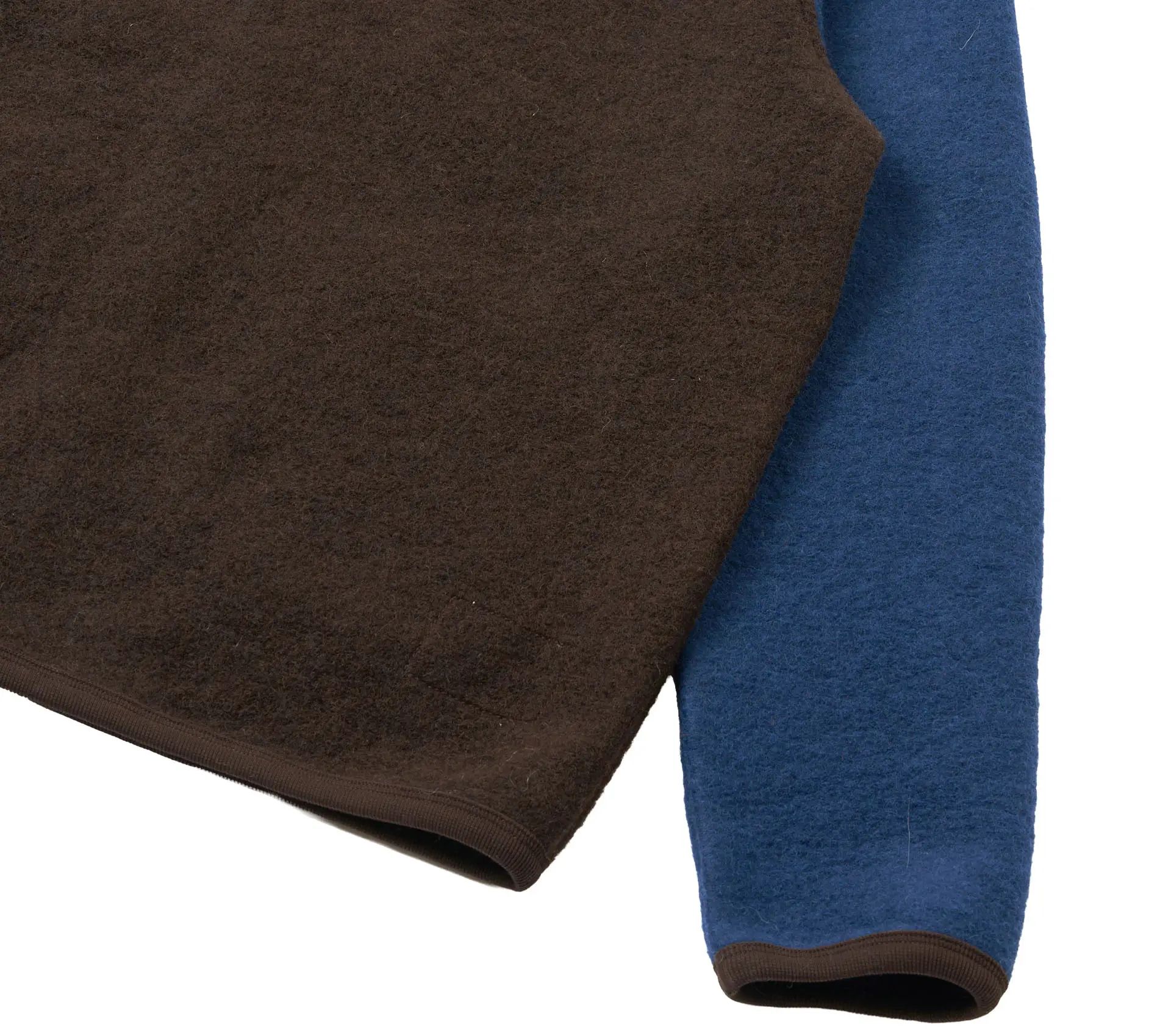 Cardigan Wool Fleece Brown / Indigo