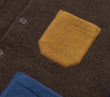 Image #2 of Cardigan Wool Fleece Brown / Indigo